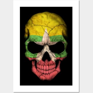 Myanmar Flag Skull Posters and Art